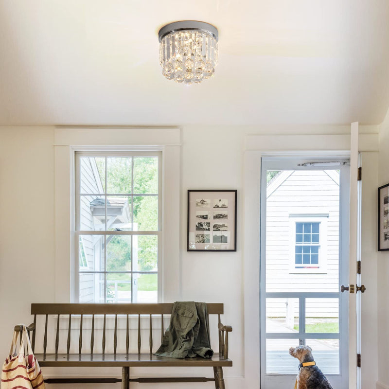 Modern Crystal Ceiling Light LED Mini Chandelier Round Flush Mount