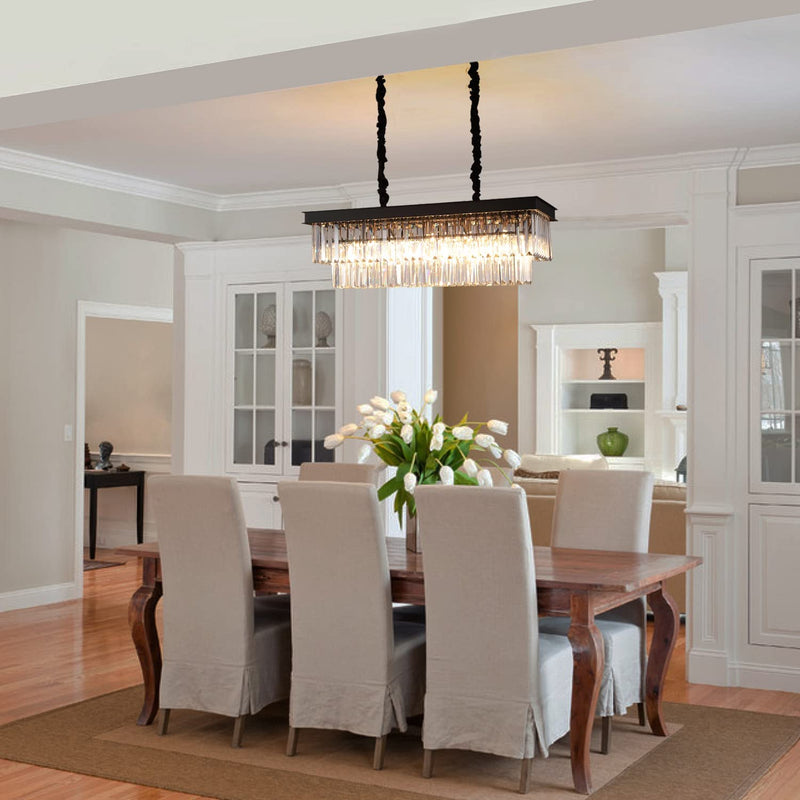 Modern Crystal Chandelier, Rectangular Chandelier